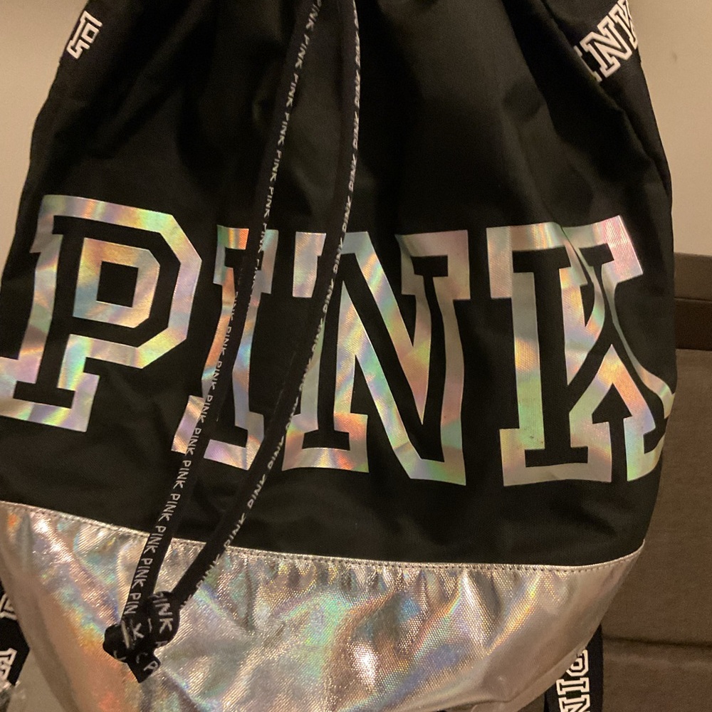 PINK  Black and Silver Backpack